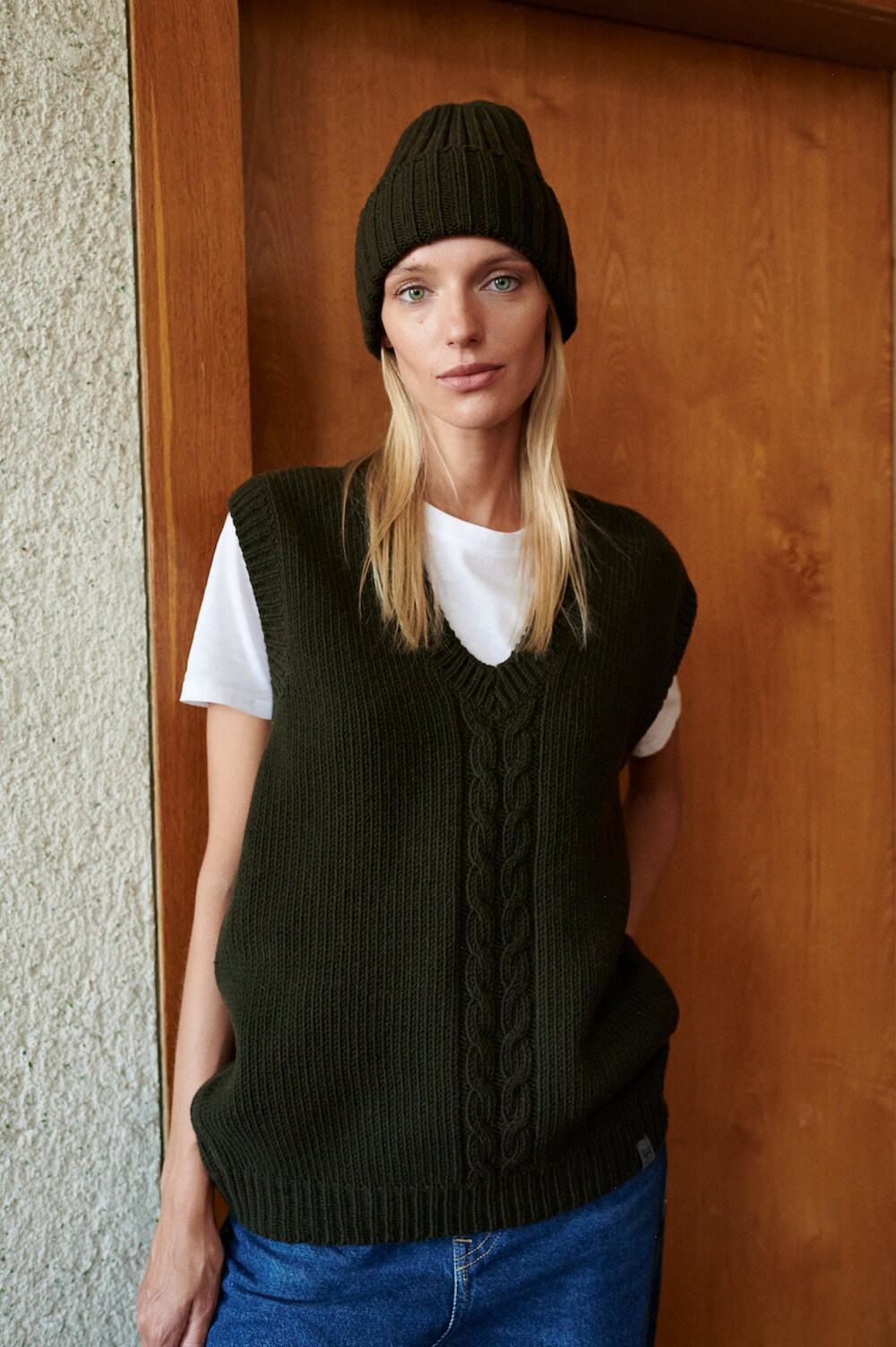 Black Cashmere Merino Sweater Vest, Knitted Cashmere Wool Vest 