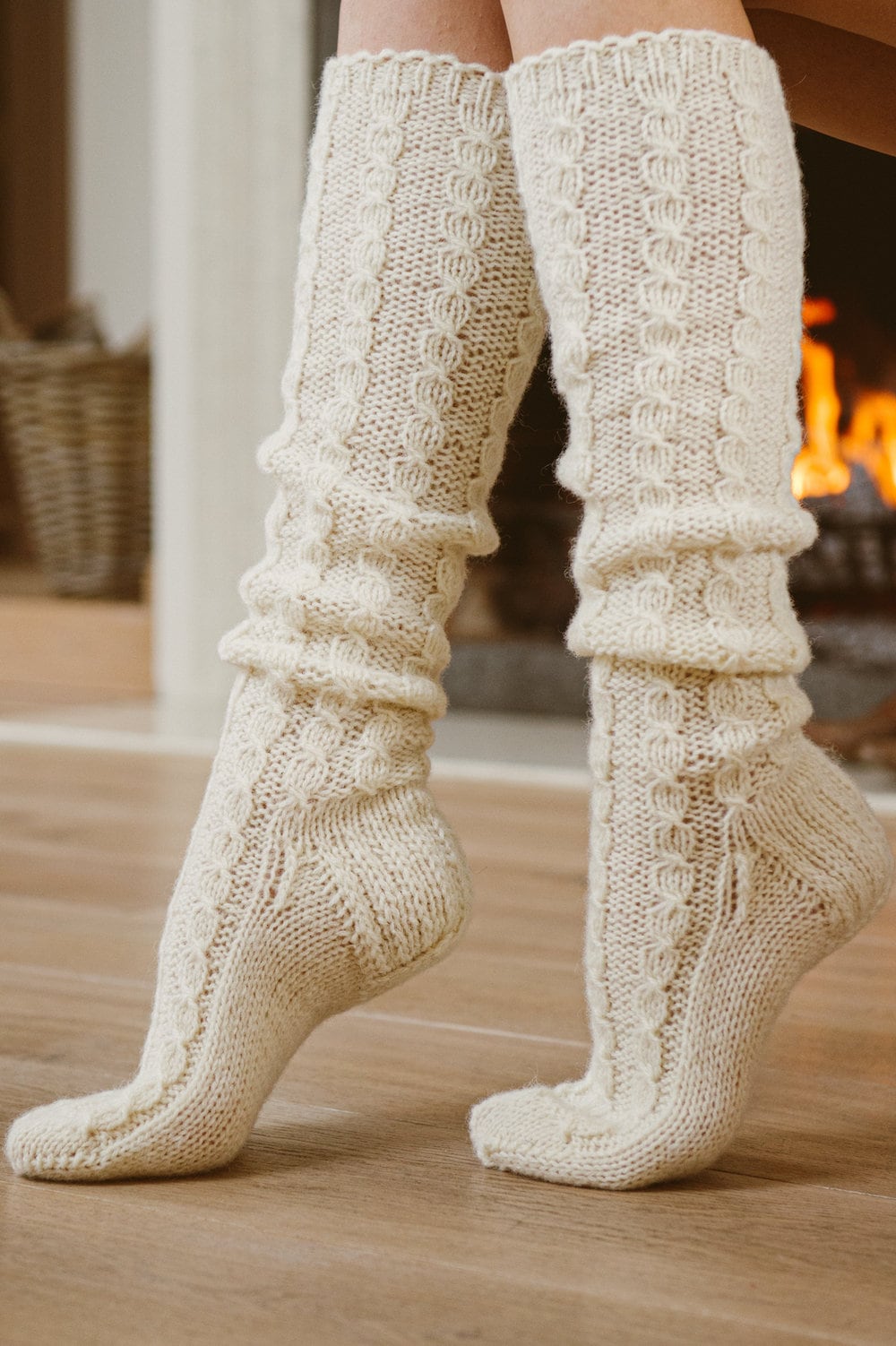 Calcetines de botas de lana de rodilla alta para mujer, calcetines largos  de lana natural vintage en gris, calcetines altos de lana de punto a mano -   México