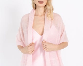 Gezellige mohair bruiloftsjaal, handgemaakt cadeau bruidsmeisje - romantische avond bedekken / HANNA