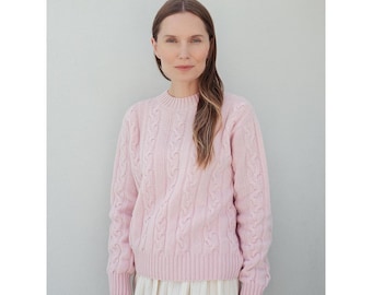 Super soft woolen cashmere sweater, Minimal scandi woolen sweater for women, Cable Knit Pullover, Cashmere wool pullover top / MIGLE