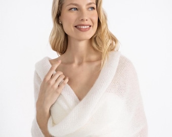 Infinity Shrug Cover up, Bridal Mohair Cover up, SuperKid Mohair Shrug, Elegant knitted Shrug, Light Bridal Wrap Shawl / MAGNOLIA