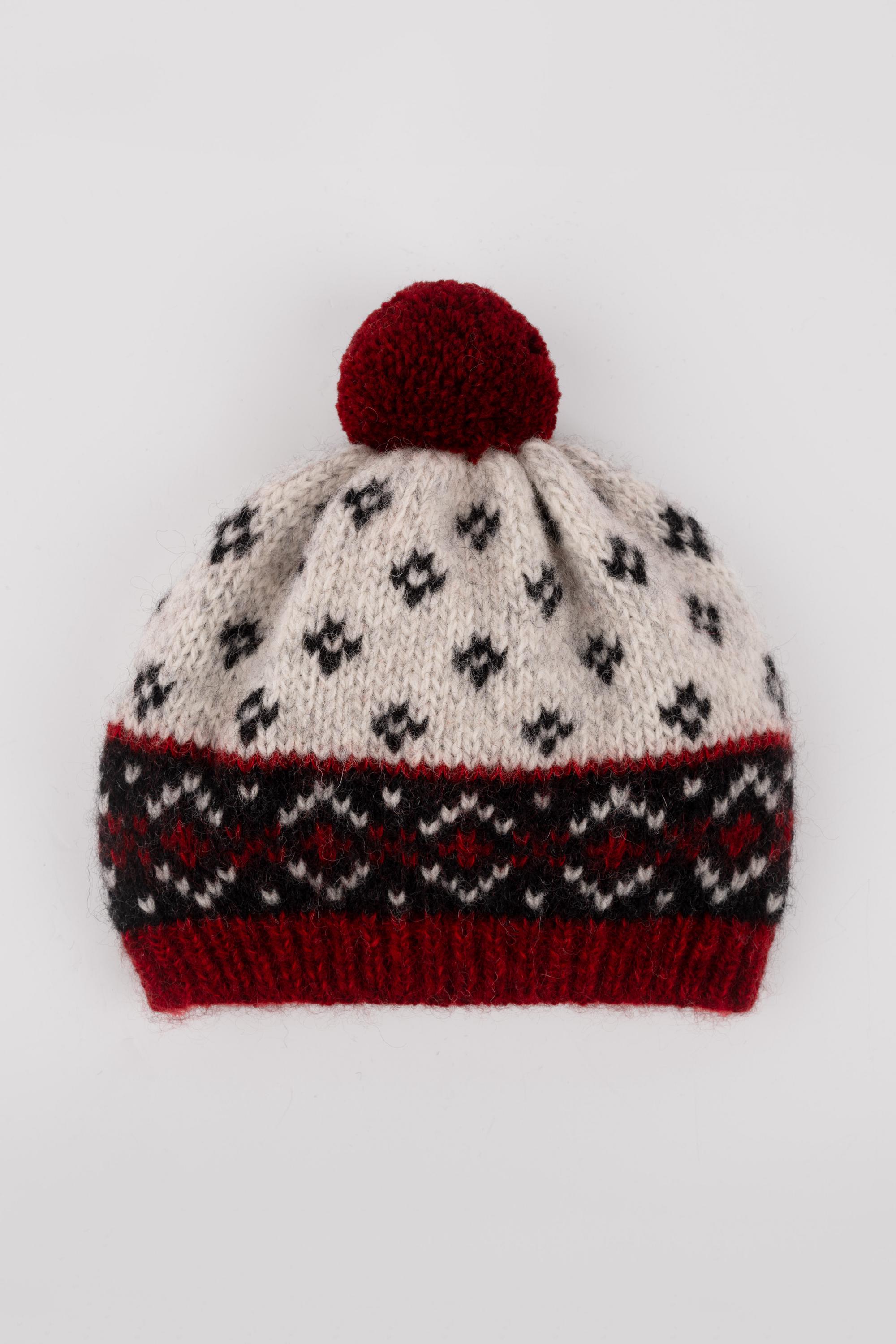 Nordic Wool Knit Hat: Fair Isle Pom Pom Beanie, Fair Isle  display picture 2