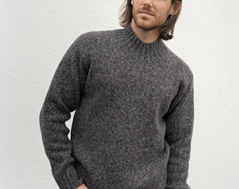 Rustic Wool Sweater for him, Brown Knit Pullover, Vintage Outdoor Jumper, Handmade Cabin Style Knitwear – Fall Winter Gift / ARTHUR