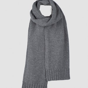Mens Cashmere wool scarf, long wolen scarf, Cosy smart casual scarf, Sustainable wool scarf, Gift for Dad grey