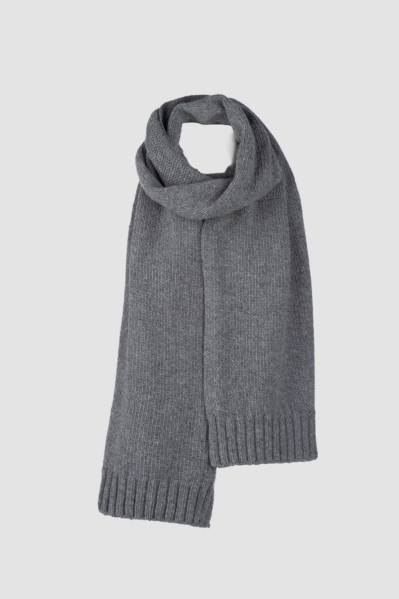 Mens Cashmere wool scarf, long wolen scarf, Cosy smart casual scarf, Sustainable wool scarf, Gift for Dad grey