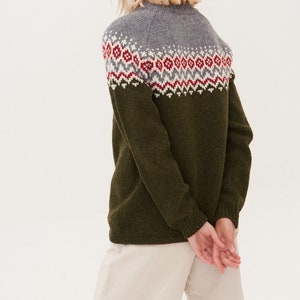 Nordic Merino Wool Jumper, Simple Womens Green Pullover, Knitted Woolen Sweater in Scandi Style TORI image 8