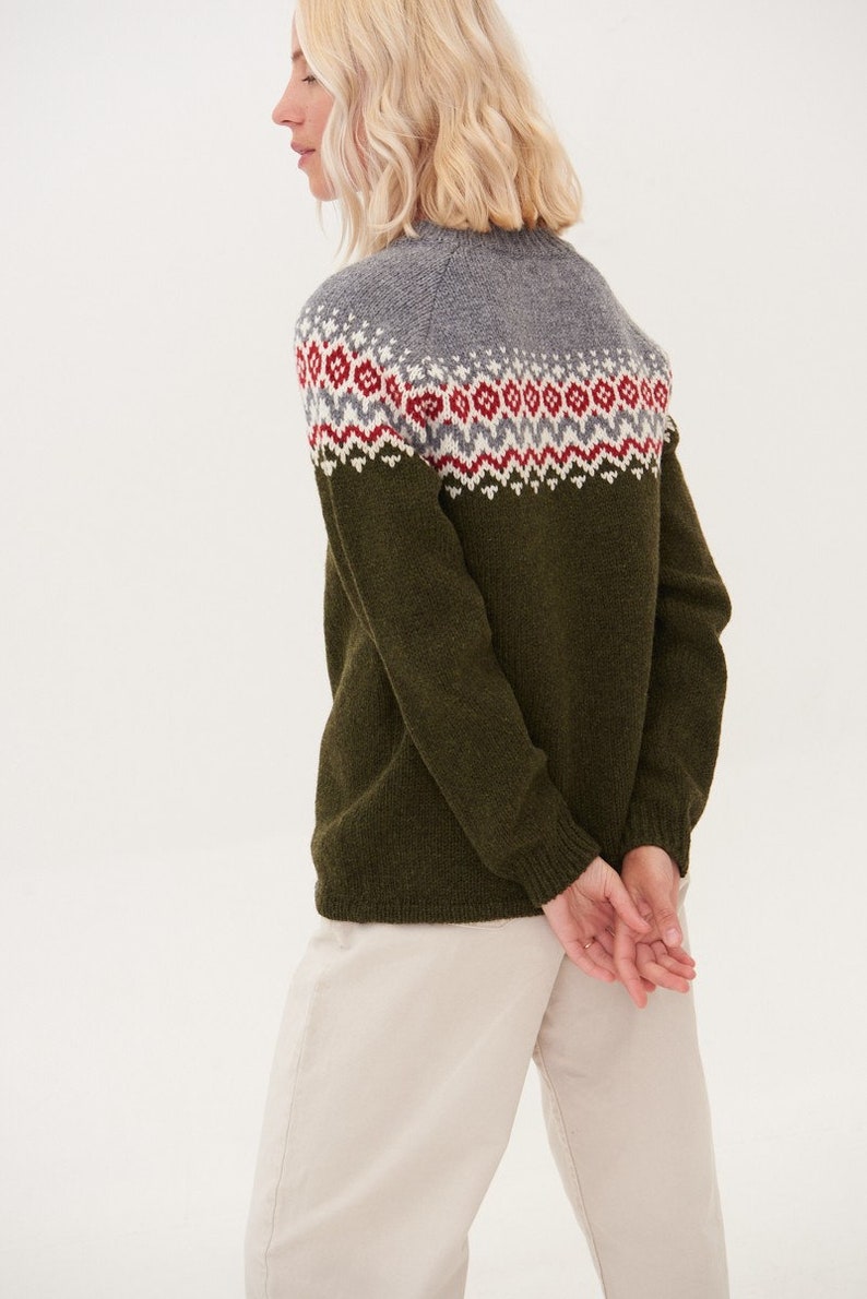 Nordic Merino Wool Jumper, Simple Womens Green Pullover, Knitted Woolen Sweater in Scandi Style TORI image 8