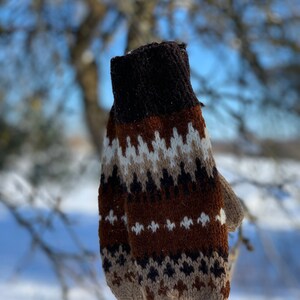 Natural wool Bernie Sanders woolen mittens, Winter crochet gloves, Bernie mittens knit, Warm brown mittens, Bernie Sanders fingerless gloves image 10