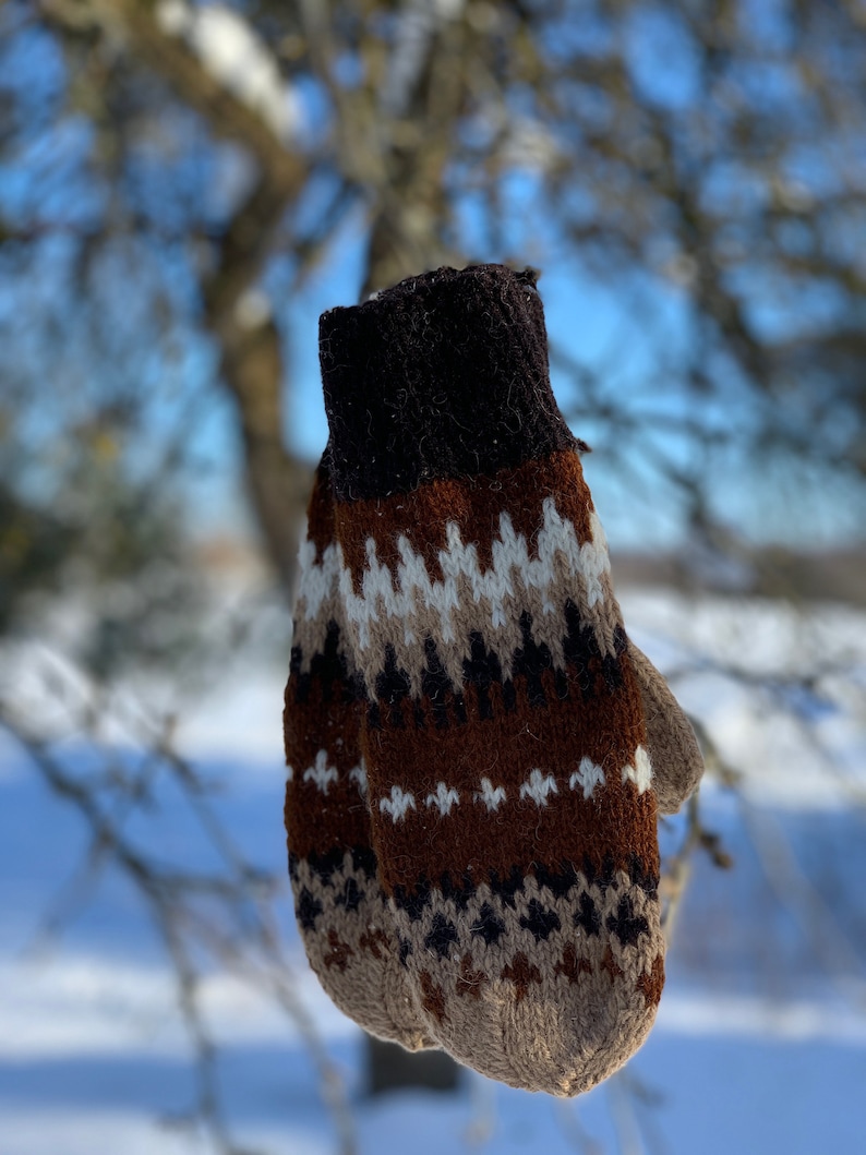 Natural wool Bernie Sanders woolen mittens, Winter crochet gloves, Bernie mittens knit, Warm brown mittens, Bernie Sanders fingerless gloves image 10
