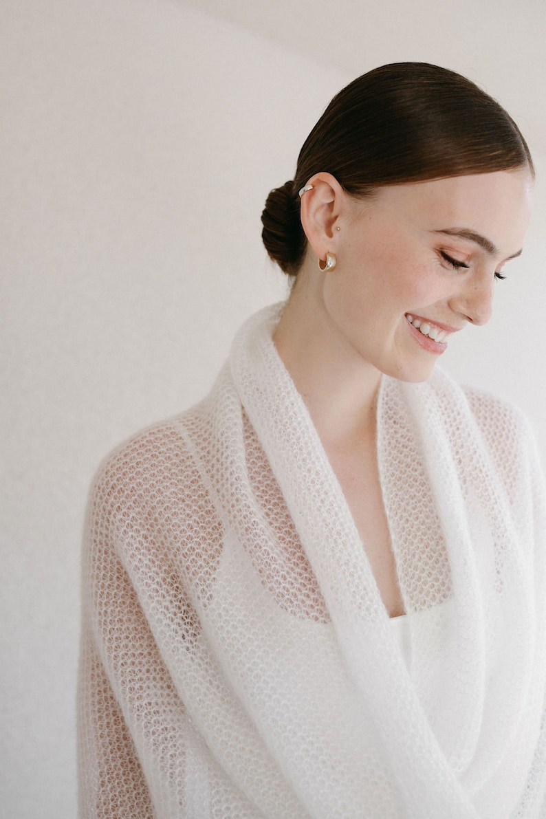 Modern Wedding Wrap Shrug, Elegant Knitted Bolero, Wedding Wrap Cape, Bridal Knitted Shrug, Mohair Wrap Shawl / MAGNOLIA image 5