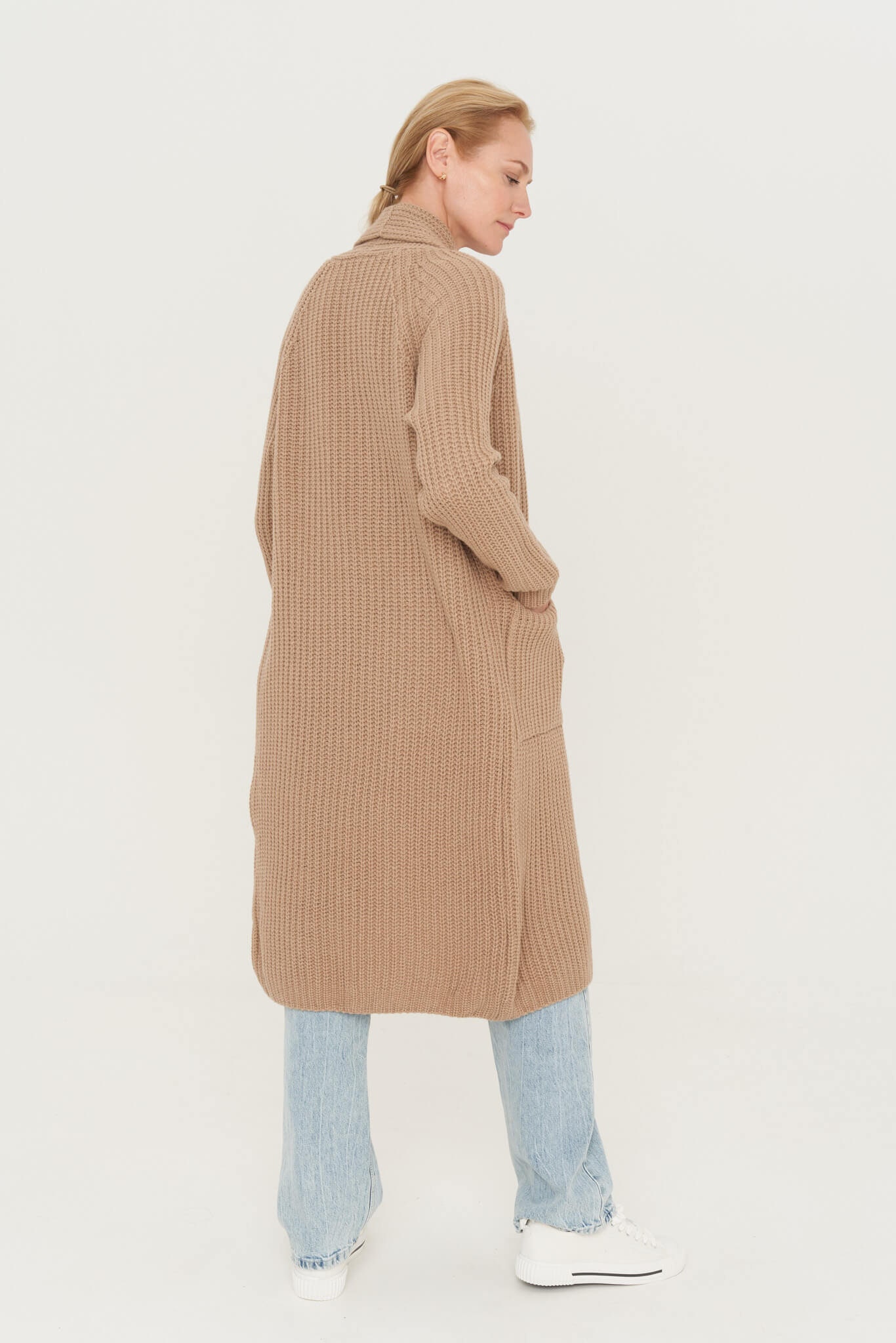 Womens Woolen Long Cardigan Light Brown Merino Coat Cashmere Etsy