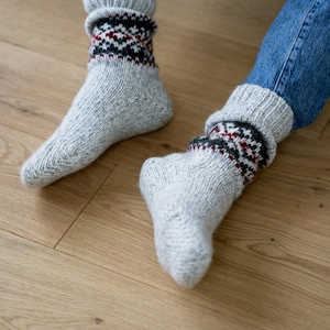 Ready to Ship Knitted Warm Winter Socks, Hand Knitted Scandinavian Style Boots Socks, Handgestrickte Socken Woolen Socks for Christmas Gift image 7