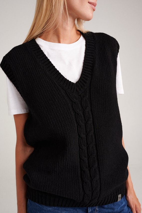 【美品】KNIT ンニット vest ブラック Benny wool V-neck knitwear vest - 2PLAN | 60% - Asian Fashion