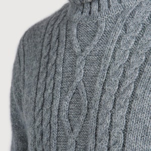 Merino Wool Turtleneck Sweater, Men's Turtleneck, Natural Wool Turtleneck Top, Hand Knitted Pullover HUGO image 5