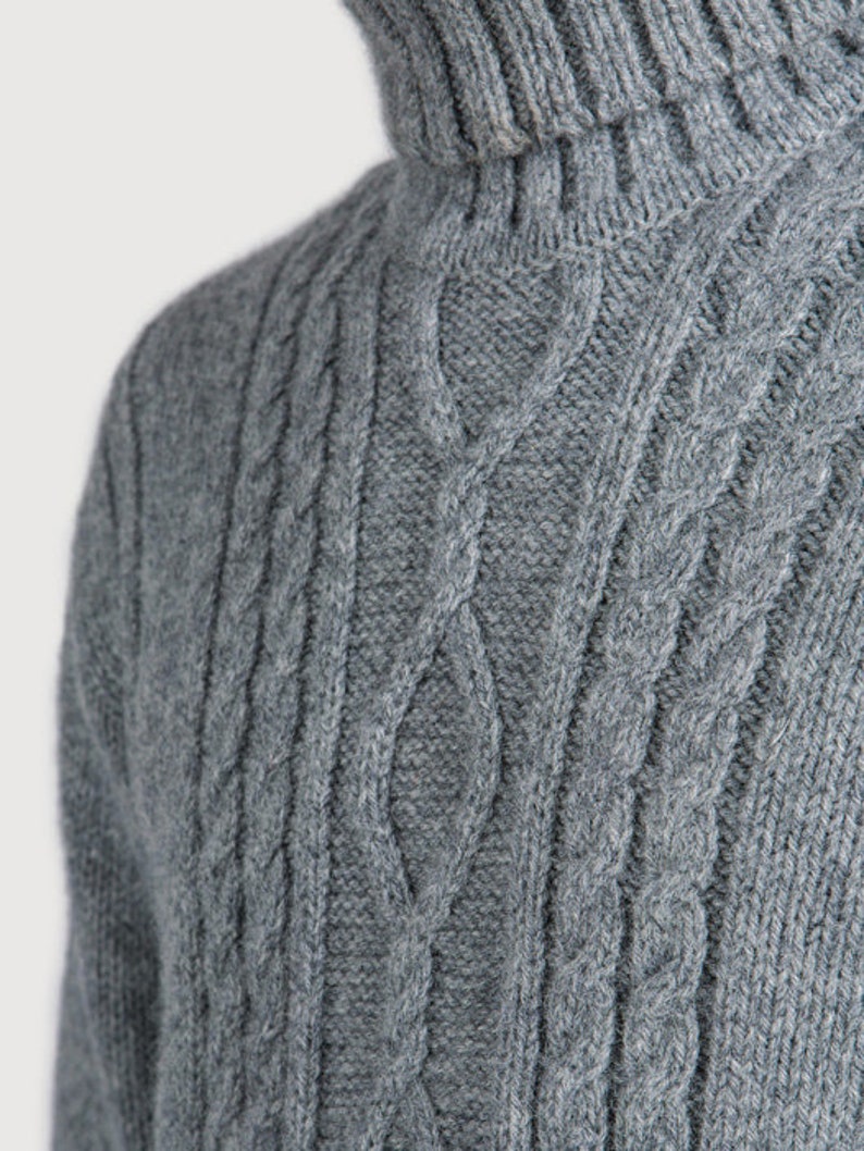 Merino Wool Turtleneck Sweater, Men's Turtleneck, Natural Wool Turtleneck Top, Hand Knitted Pullover HUGO image 5