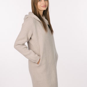 Manteau en laine surdimensionné pour femmes, manteau en laine pour femmes de printemps avec une boucle en cuir MONA image 3