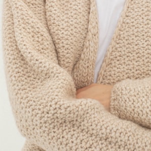 Cropped chunky knit sweater, Vintage wool sweater, Open front relaxed fit cardigan, Women knit warm wool sweater, Alpaca sweater ARIELLE image 5