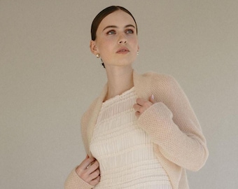 Mohair Knit Wedding Shawl, Lightweight Bridal Bolero Shrug / AURA