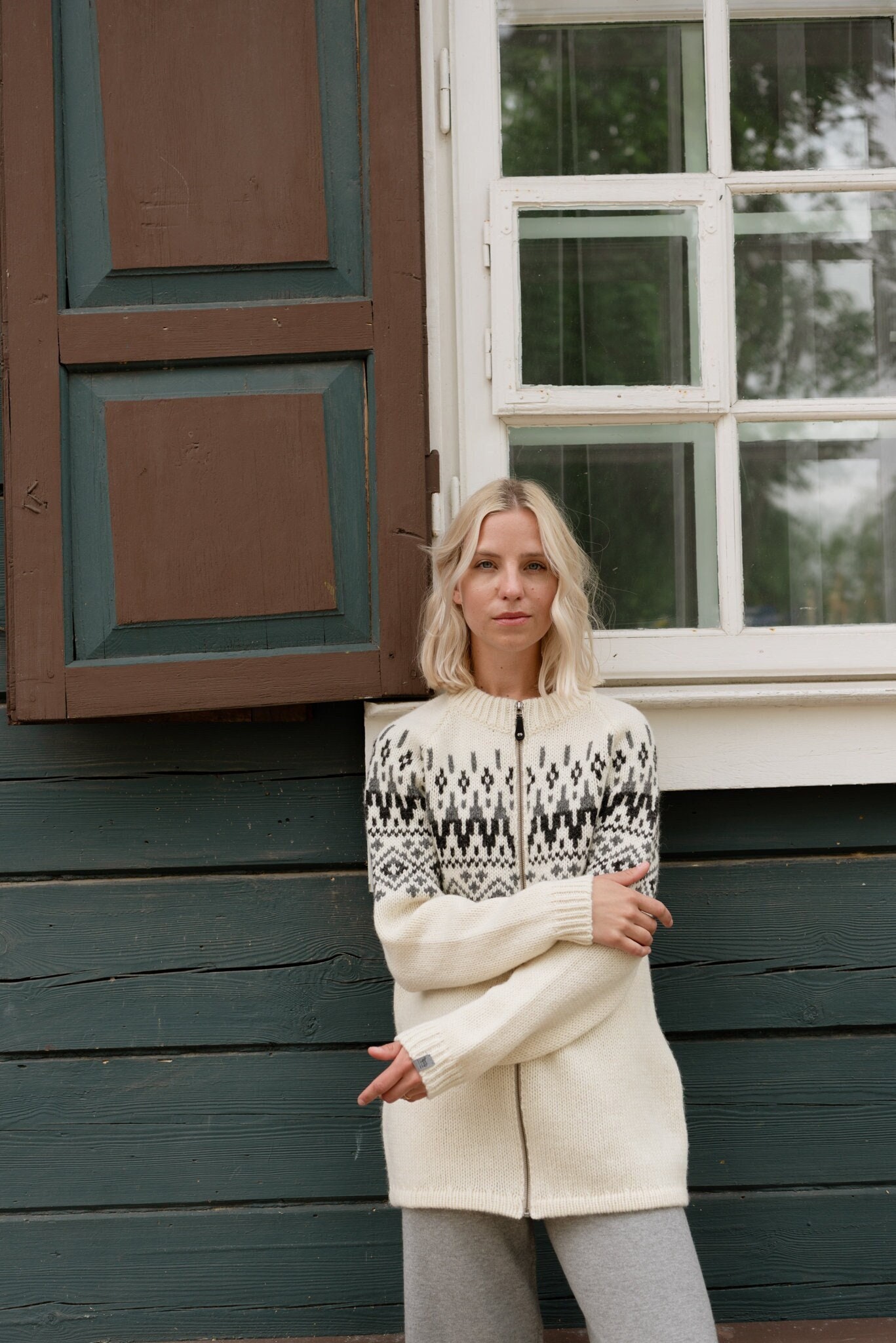 Authetic Nordic Wool Jumper, Boho Cardigan for Women, Cozy