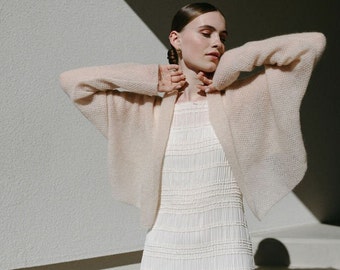Mohair Braut Überwurf, Elegante Hochzeits-Schal, Klassische Strickjacke, Weicher Mohair Pullover / ADELE