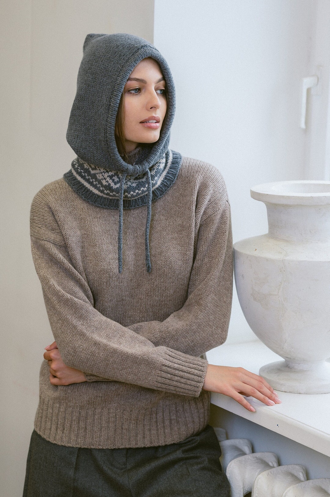 Nordic Winter Scarf Hood in Scandinavian Style, Chunky Neck