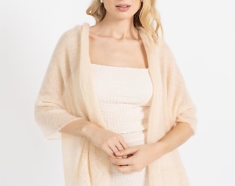 Mohair Hochzeitsschal, weicher Strick Brautschal, leichter Brautschal, Elegante Abendvertuschung, Brautjungfer Geschenkidee / HANNA