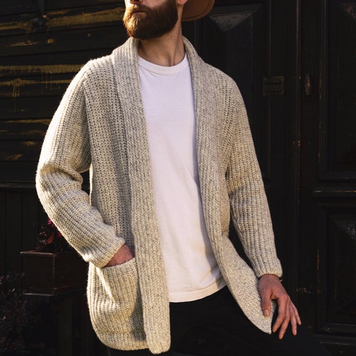 merino wool cardigan mens