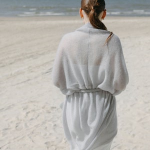 Mohair Lightweight Cardigan with Belt, Dress Shoulder Cover up, Light Summer Bridal Cape, Wedding cape shawl, Mohair wedding wrap/ CHARLOTTE image 9