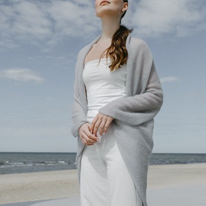 Mohair Lightweight Cardigan with Belt, Dress Shoulder Cover up, Light Summer Bridal Cape, Wedding cape shawl, Mohair wedding wrap/ CHARLOTTE image 8