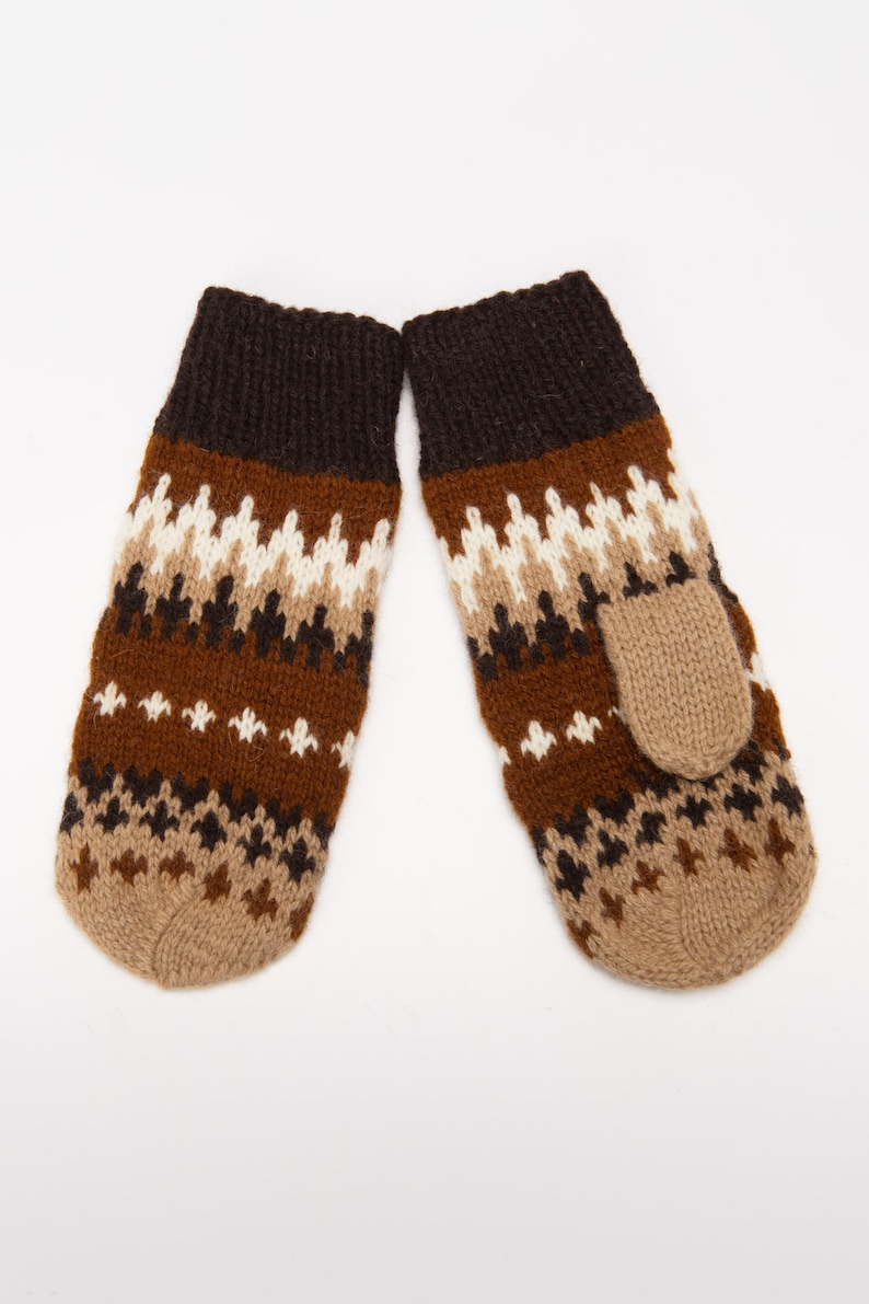 Natural wool Bernie Sanders woolen mittens, Winter crochet gloves, Bernie mittens knit, Warm brown mittens, Bernie Sanders fingerless gloves image 6