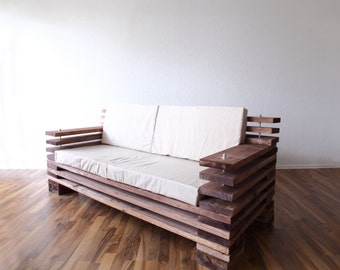 Design sofa made of wood in your favorite colors