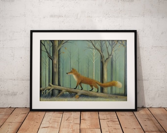 Red Fox Print, Woodland Art, Forest Print, Animal Print, Fox Art, Fox Painting, Nature & Wildlife, Animal Wall Art, Whimsical Art