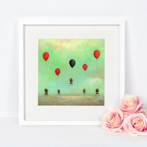 Impressão de arte em balão, arte de abelha, ideia peculiar de presente, impressão de natureza e vida selvagem, decoração de berçário, arte de parede de insetos, presente de jardineiro, pintura de insetos