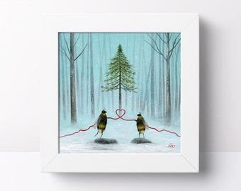 Arte de abejas, impresión de arte de abejorro, arte de invierno, idea de regalo peculiar, arte de pared de insectos, arte del bosque, decoración del hogar, impresión de abejas, hilo rojo del destino