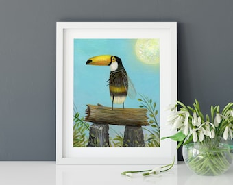 Bee Art Print, Bumblebee Print, Toucan Art Print, Nature & Wildlife, Insect Art, Wall Art, Home Decor, Quirky Gift Idea