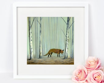 Fox Art Print, Red Fox Wall Art, Home Decor, Red Fox Art, Animal Print, Wildlife Art, Fox Painting, Woodland Art, Fox Illustration