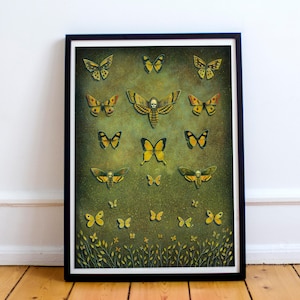 Butterfly Fine Art Print - Moth Painting - Home Decor - Gift Idea - Wall Art