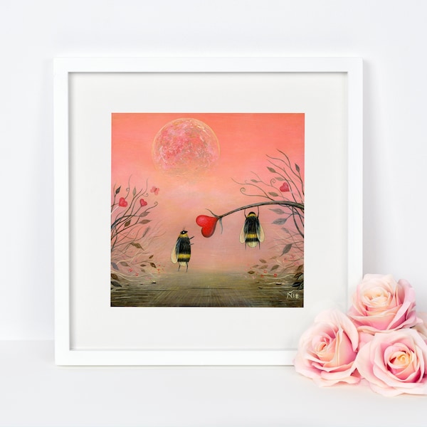Bee Art Print, Insect Art, Wildlife, Mother's Day Gift, Quirky Gift, Valentine's Day Gift, Home and Nursery Decor, Nature, Bee Print