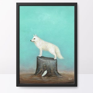 Fox Print, Fox Art Print, White Fox Print, Fox Wall Art, Arctic Fox Print, Quirky Gift Idea, Animal Lovers Gift, Wildlife and Nature Art