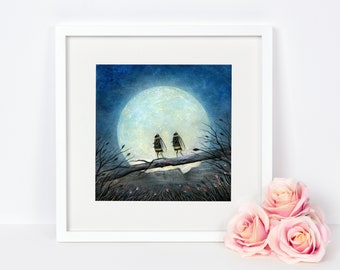 Bee Art Print, Insect Wall Art, Wildlife Illustration, Bumblebee Print, Moon Art, Nature & Wildlife, Gift Idea, Illustration, Nursery Decor