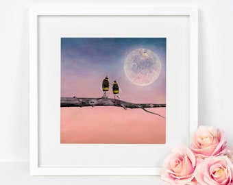 Bee Print, Bumblebee Art, Quirky Gift Idea, Astronomy Lover's Gift, Bee Art, Insect Wall Art, Nursery Decor, Whimsical Art, Insect Art