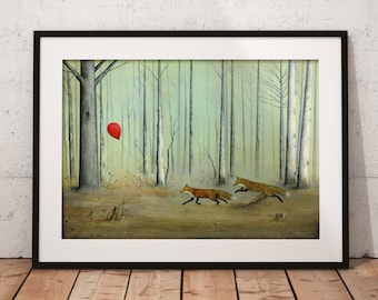 Impressão de raposa, pintura de raposa vermelha, impressão de animais, arte da vida selvagem, arte de raposa, ideia peculiar para presente, impressão da natureza, impressão de arte florestal, arte animal da floresta