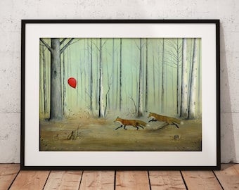 Fox Print, Red Fox Painting, Animal Print, Wildlife Art, Fox Art, Quirky Gift Idea, Nature Print, Forest Art Print, Woodland Animal Art