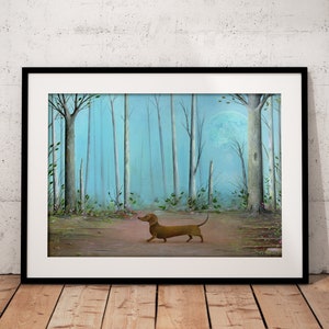 Miniature Dachshund Art, Sausage Dog Print, Dog Art, Animal Art, Dog Wall Art, Dog Lover, Quirky Art, Home Decor