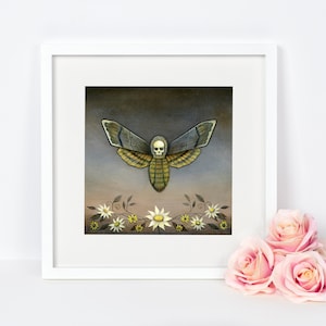 Death&#39;s Head Hawkmoth Art, Curiosities Art Print, Insect Wall Art, Moth Art Print, Home Decor, Moth Painting, Gothic Art, Acherontia Atropos