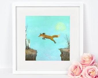 Fox Art Print, Red Fox Wall Art, Bee Art, Bumblebee Print, Wall Art, Home Decor, Quirky Art Print, Nursery Art