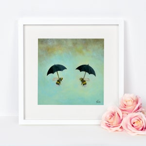 Bee Print, Umbrella Art Print, Bumble Bee, Insect Wall Art, Nursery Decor, Bee Art, Nature Print, Wildlife Art, Bumblebee, Gift Idea