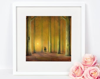 Bee Print, Quirky Gift Idea, Forest Print, Woodland Art, Nursery Decor, Mother's Day Gift, Star Print, Nature Painting, Personalised Gift