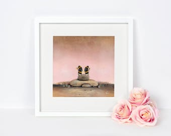 Bee Art Print, Engagement Gift, Insect Wall Art, Nature Artwork, Wildlife Art, Valentine's Day Gift, Mother's Day Gift, Home & Nursery Decor