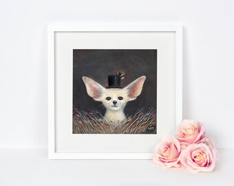 Fox Art Print, Fennec Fox Art, Christmas Gift, Wildlife Print, Bee Art Print, Bumblebee Art, Home Decor, Animal Print, Nursery Decor